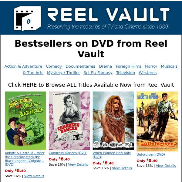 Reel Vault Bestsellers on DVD - OLDIES.com