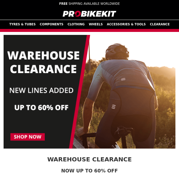 Save up to 60% in the Warehouse Clearance!