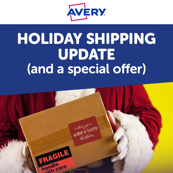 Holiday Shipping Update (And a special offer)