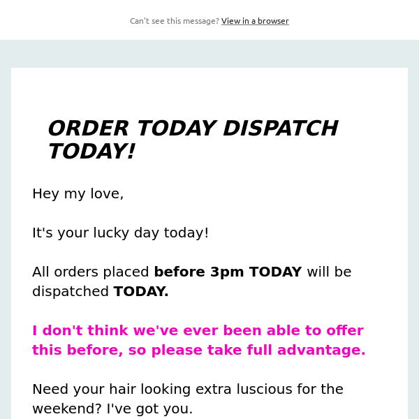 Order Today Dispatch Today