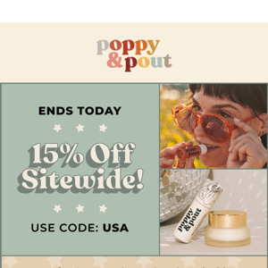 Ends Today: 15% OFF Sitewide!