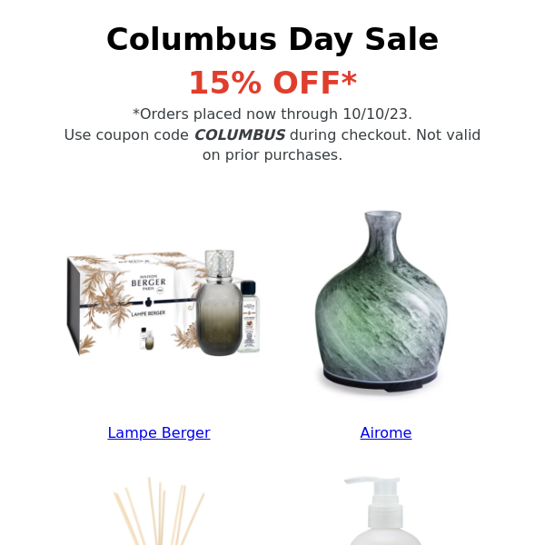 Columbus Day Sale Starts Now - 15% Off