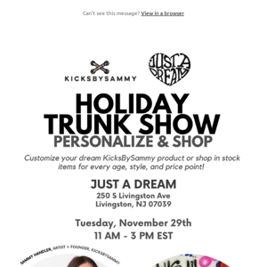 NJ Trunk Show Tomorrow