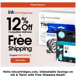 Ink & Toner sale ends midnight - InkCartridges.com