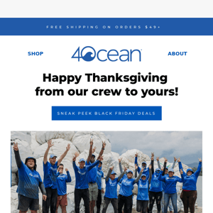 Happy Thanksgiving from the 4ocean Crew! 🦃 🍽️