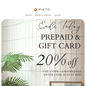 Last Day! Gift & Prepaid Cards 20% off