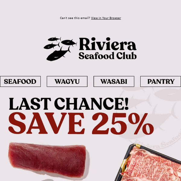 Hi Riviera Seafood Club, Order NOW for Delivery THIS WEEK! SAVE 25% on Bigeye, Salmon, Yellowtail & More! + Japanese Curry Recipe Inside!