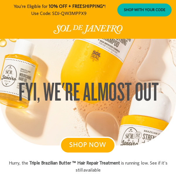 Selling fast: Triple Brazilian Butter ™ Hair Repair Treatment - Get 10% off & free shipping* ⏰