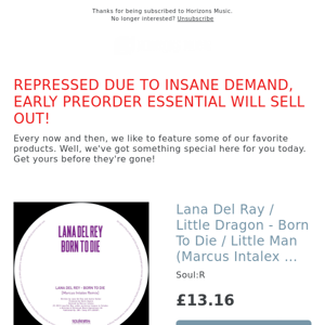 PREORDER!! Lana Del Ray / Little Dragon - Born To Die / Little Man (Marcus Intalex remixes)