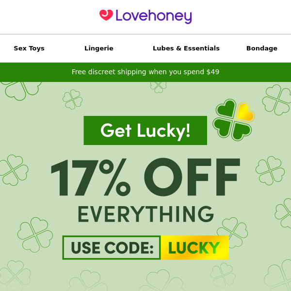 Yep - you're gettin' lucky! Here's 17% off. 🍀