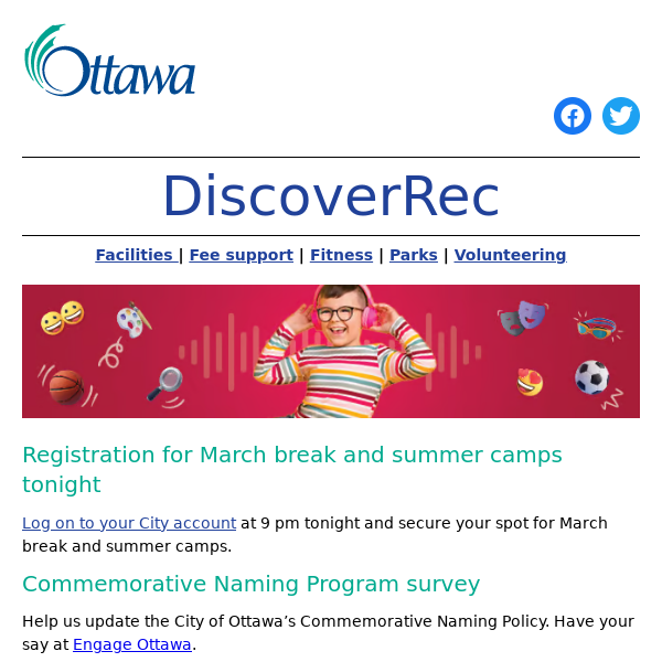 March break and summer camp registration tonight