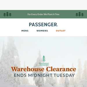 Warehouse Clearance - Ends Midnight Tuesday