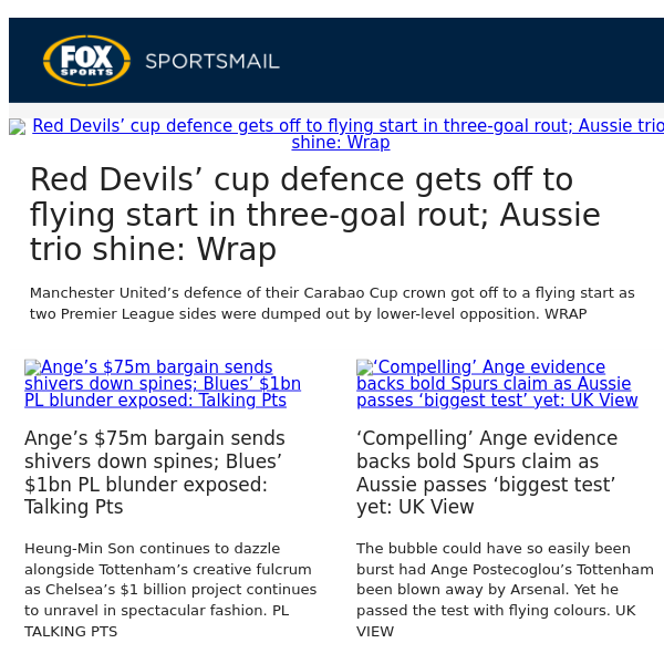 Red Devils’ cup defence gets off to flying start in three-goal rout; Aussie trio shine: Wrap