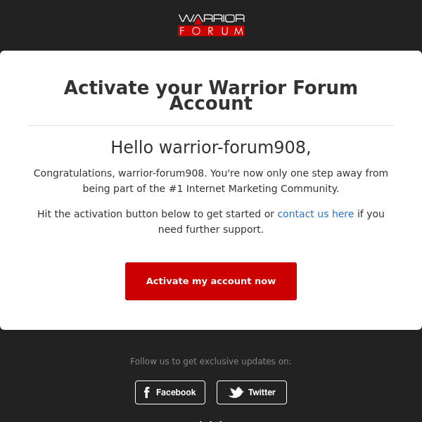 IMPORTANT! Confirm your Warrior Forum Account!