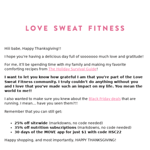 So thankful…for YOU Love Sweat Fitness