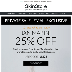 Don't Forget: 25% Off Jan Marini!