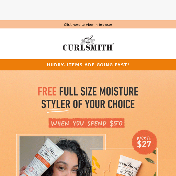 Your FREE product is waiting, Curlsmith! 🧡