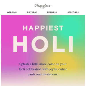 Colorful Holi cards and invitations