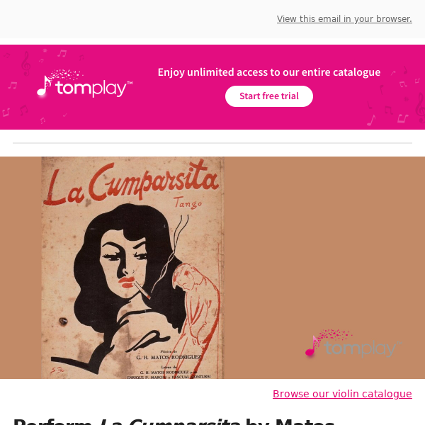 🎻 New sheet music: Perform La Cumparsita by Matos Rodriguez!