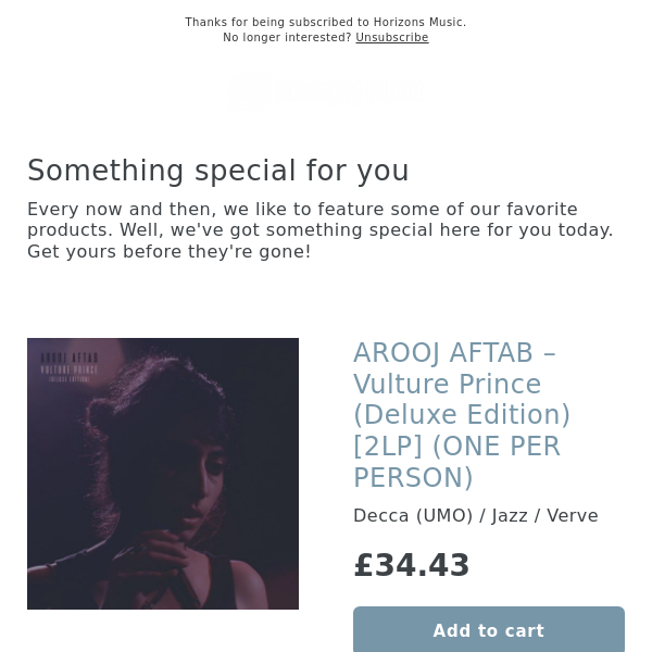 VERY LIMITED! AROOJ AFTAB – Vulture Prince (Deluxe Edition) [2LP] (ONE PER PERSON)