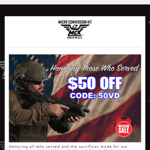 Honoring Those Who Served - $50 OFF