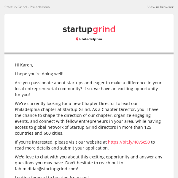 Exciting Opportunity: Become a Chapter Director at Startup Grind!