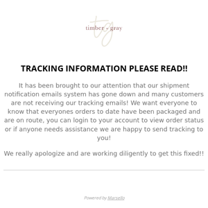 IMPORTANT INFORMATION ABOUT YOUR ORDER TRACKING ⚠️