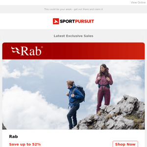 Up to 68% Off: Rab | Isobaa Merino Slippers | Musto | Luchos Dillitos | Milo Climbing Clothing