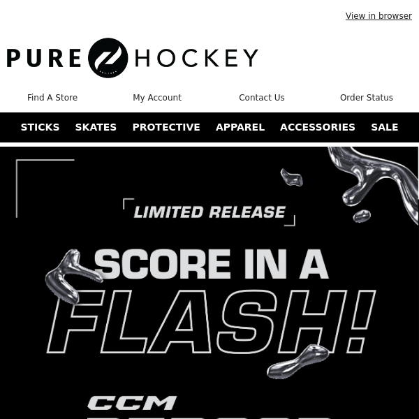 Pure Hockey, Score In A Flash ⚡ With The Limited Release CCM Ribcor Trigger 8 Pro Chrome Edition!