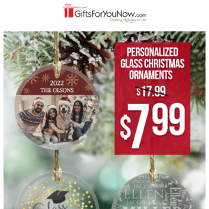 $7.99 Personalized Round Glass Ornaments | Price Drop Alert!