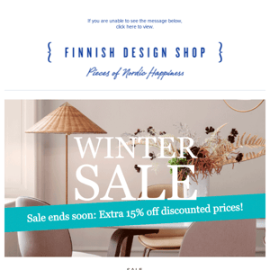 Winter Sale wraps up: Extra 15% off discounted prices!
