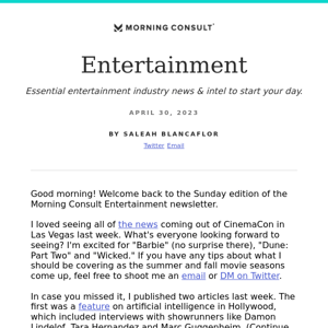 Morning Consult Entertainment: What's Ahead & Week in Review