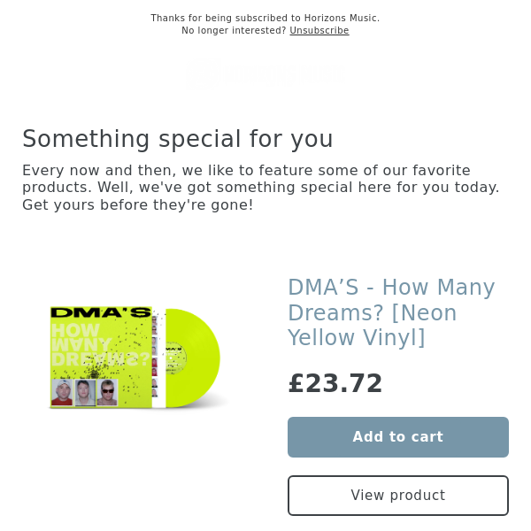 OUT NEXT WEEK! DMA’S - How Many Dreams? [Neon Yellow Vinyl]