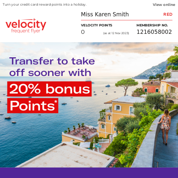 Virgin Australia don't delay, make your first transfer today