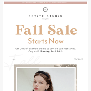 Fall SALE Starts Now. 7 Days Only.