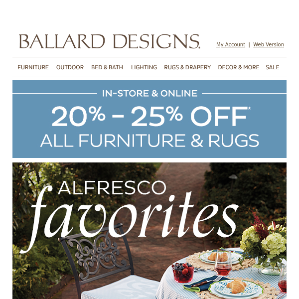 ON SALE: All outdoor furniture