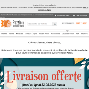 Livraison Offerte pour vos Puzzles