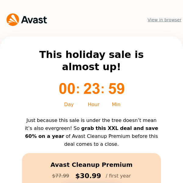 One last chance at 60% off Avast Cleanup Premium