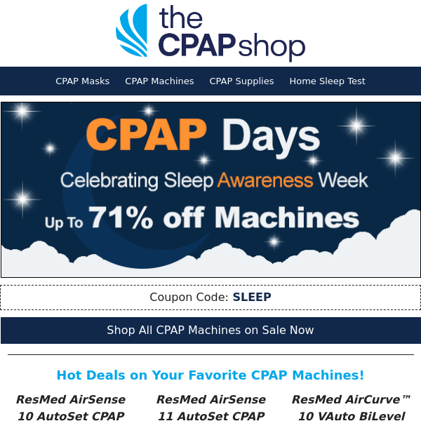 Sleep Week Deals Start NOW! 📢 CPAPs Starting at ONLY $349 