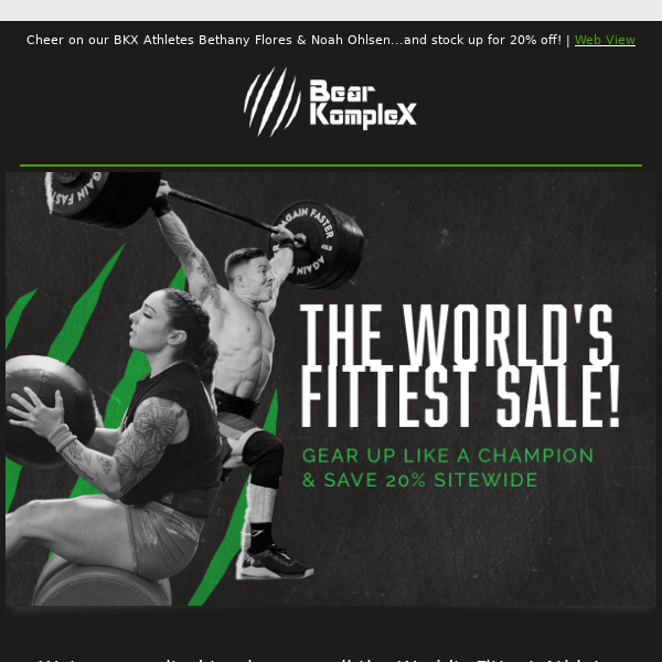 World's Fittest Sale 🔥 Save 20% Sitewide NOW