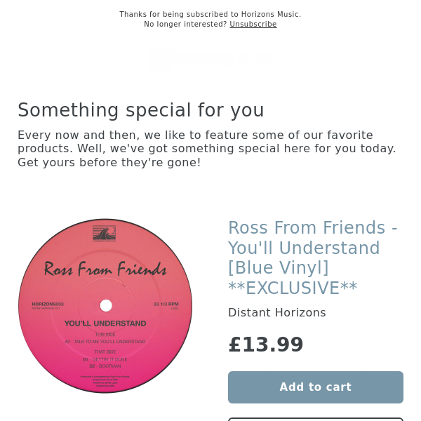 BACK IN! Ross From Friends - You’ll Understand [pink marbled vinyl]