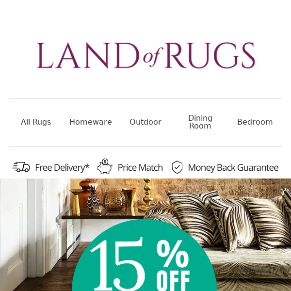 Land of Rugs UK 🎉 Flash Sale Alert! Save 15% on Luxurious Rugs Today