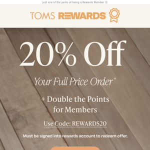 Last day! 20% off + 2x points