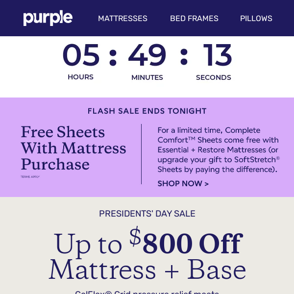 Only hours left! Free gift with mattress purchase