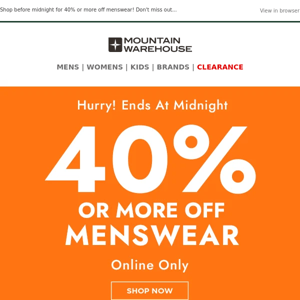 Hurry! 40% Or More Off Menswear Ends Tonight