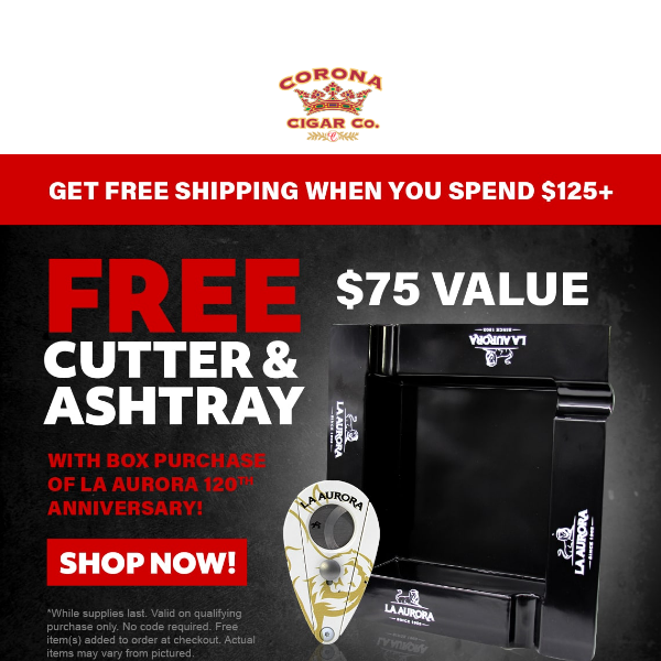 Free La Aurora Cutter & Ashtray ($75 Value!)