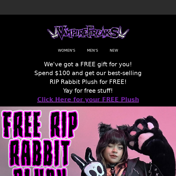 You earned it! Redeem your FREE RIP Rabbit Plush!  🐰💀