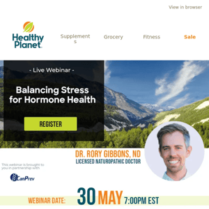 Live Webinar Today | Balancing Stress for Hormone Health | by Dr. Rory Gibbons, ND