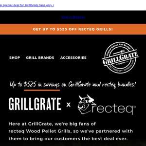 Exclusive recteq bundles for GrillGrate customers - get up to $525 off!