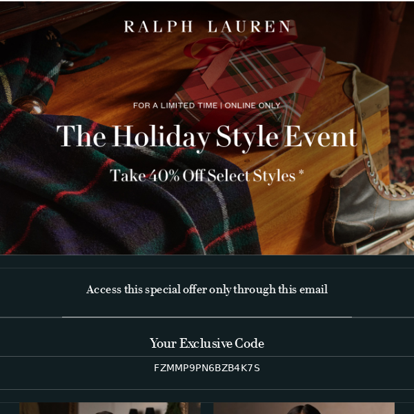 Shop the Holiday Style Event With Your Exclusive Offer - Ralph Lauren